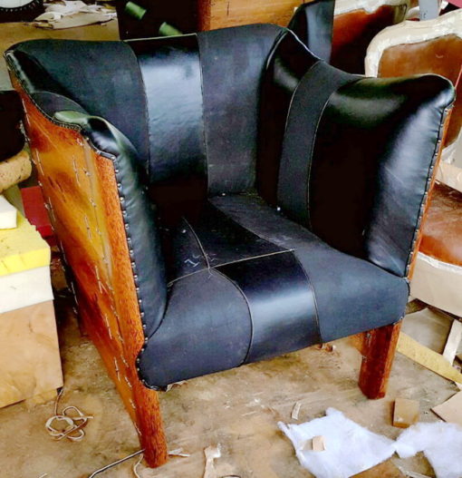 Palmwood leather one seater sofa