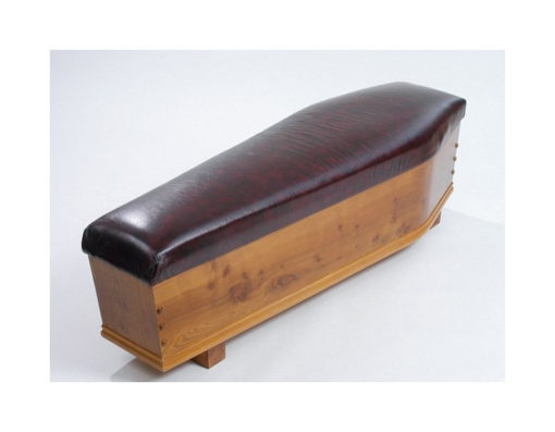 Wooden cow leather bench