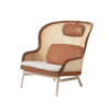Wooden rattan high back arm chair